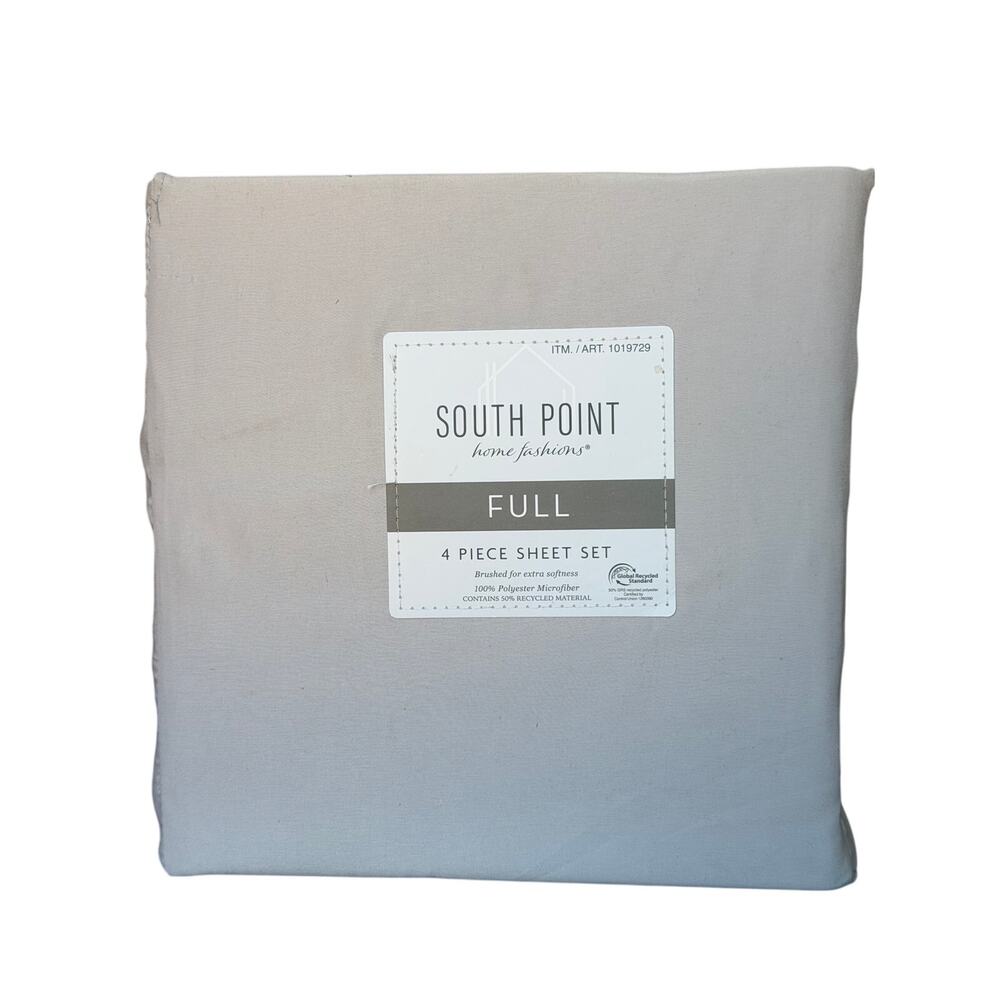 South Point Home Fashions Full Polyester Microfiber Sheet Set Gray Solid 4pc
